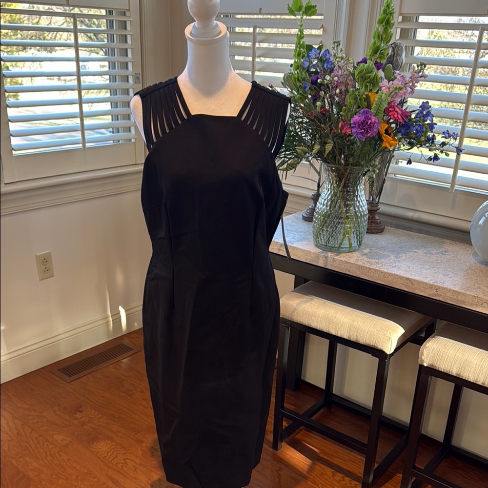 Tahari Elegant Black Sleeveless Dress NWT 12